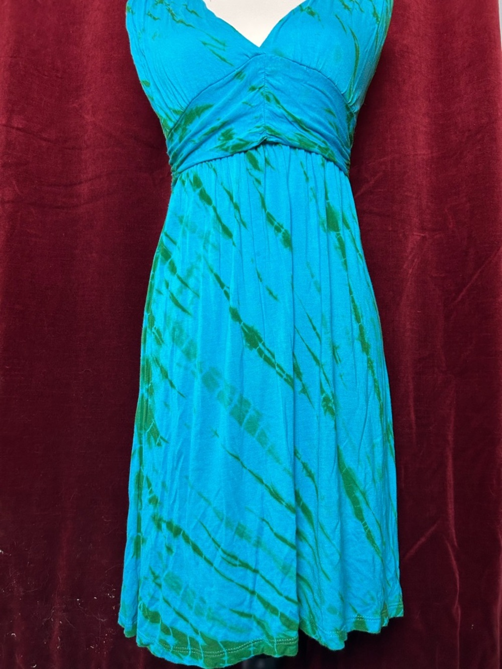 Love Notes Turquoise and Green Tie-Dye Midi Dress